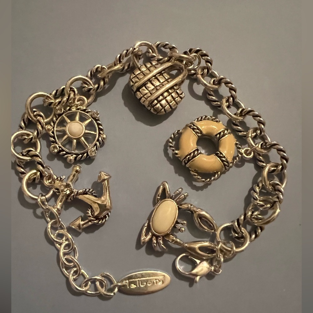 Talbots Silver Tone Beach Charm Bracelet Rare Find